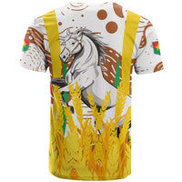 Burkina Faso T Shirt with Brown White Yellow Abstract Design - Wonder Print Shop