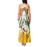 Burkina Faso Tank Maxi Dress with Brown White Yellow Abstract Design - Wonder Print Shop