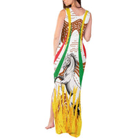 Burkina Faso Tank Maxi Dress with Brown White Yellow Abstract Design - Wonder Print Shop