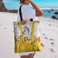 Burkina Faso Tote Bag with Brown White Yellow Abstract Design - Wonder Print Shop