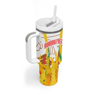 Burkina Faso Tumbler With Handle with Brown White Yellow Abstract Design - Wonder Print Shop