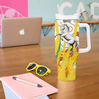 Burkina Faso Tumbler With Handle with Brown White Yellow Abstract Design - Wonder Print Shop
