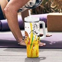 Burkina Faso Tumbler With Handle with Brown White Yellow Abstract Design - Wonder Print Shop