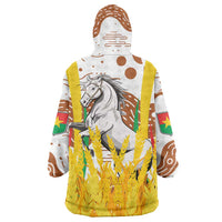 Burkina Faso Wearable Blanket Hoodie with Brown White Yellow Abstract Design - Wonder Print Shop