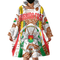 Burkina Faso Wearable Blanket Hoodie with Brown White Yellow Abstract Design - Wonder Print Shop