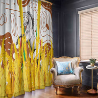 Burkina Faso Window Curtain with Brown White Yellow Abstract Design - Wonder Print Shop