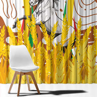 Burkina Faso Window Curtain with Brown White Yellow Abstract Design - Wonder Print Shop