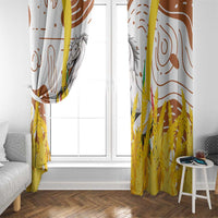Burkina Faso Window Curtain with Brown White Yellow Abstract Design - Wonder Print Shop