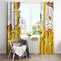 Burkina Faso Window Curtain with Brown White Yellow Abstract Design - Wonder Print Shop