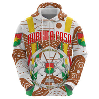 Burkina Faso Zip Hoodie with Brown White Yellow Abstract Design - Wonder Print Shop