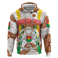 Burkina Faso Zip Hoodie with Brown White Yellow Abstract Design - Wonder Print Shop