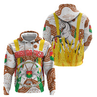 Burkina Faso Zip Hoodie with Brown White Yellow Abstract Design - Wonder Print Shop
