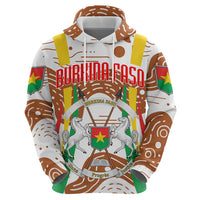 Burkina Faso Zip Hoodie with Brown White Yellow Abstract Design - Wonder Print Shop
