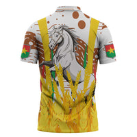 Burkina Faso Zipper Polo Shirt with Brown White Yellow Abstract Design - Wonder Print Shop
