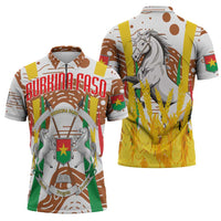 Burkina Faso Zipper Polo Shirt with Brown White Yellow Abstract Design - Wonder Print Shop