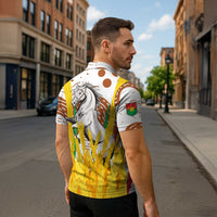 Burkina Faso Zipper Polo Shirt with Brown White Yellow Abstract Design - Wonder Print Shop