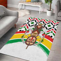 Burkina Faso Area Rug with Red Green Black Geometric Design - Wonder Print Shop