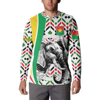Burkina Faso Button Sweatshirt with Red Green Black Geometric Design - Wonder Print Shop
