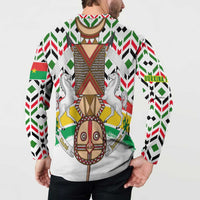 Burkina Faso Button Sweatshirt with Red Green Black Geometric Design - Wonder Print Shop