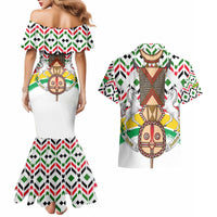 Burkina Faso Couples Matching Mermaid Dress and Hawaiian Shirt with Red Green Black Geometric Design - Wonder Print Shop