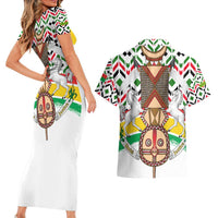 Burkina Faso Couples Matching Short Sleeve Bodycon Dress and Hawaiian Shirt with Red Green Black Geometric Design - Wonder Print Shop