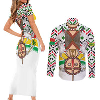 Burkina Faso Couples Matching Short Sleeve Bodycon Dress and Long Sleeve Button Shirt with Red Green Black Geometric Design - Wonder Print Shop