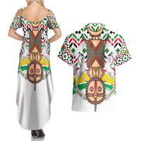 Burkina Faso Couples Matching Summer Maxi Dress and Hawaiian Shirt with Red Green Black Geometric Design - Wonder Print Shop