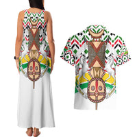 Burkina Faso Couples Matching Tank Maxi Dress and Hawaiian Shirt with Red Green Black Geometric Design - Wonder Print Shop