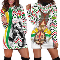 Burkina Faso Hoodie Dress with Red Green Black Geometric Design - Wonder Print Shop