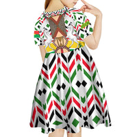Burkina Faso Kid Short Sleeve Dress with Red Green Black Geometric Design - Wonder Print Shop