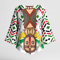 Burkina Faso Kimono Sleeve Blouse with Red Green Black Geometric Design - Wonder Print Shop
