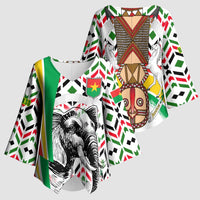 Burkina Faso Kimono Sleeve Blouse with Red Green Black Geometric Design - Wonder Print Shop