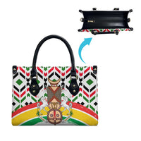Burkina Faso Leather Bag with Red Green Black Geometric Design - Wonder Print Shop