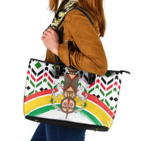 Burkina Faso Leather Tote Bag with Red Green Black Geometric Design - Wonder Print Shop