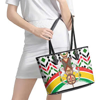 Burkina Faso Leather Tote Bag with Red Green Black Geometric Design - Wonder Print Shop