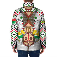 Burkina Faso Padded Jacket with Red Green Black Geometric Design - Wonder Print Shop