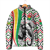 Burkina Faso Padded Jacket with Red Green Black Geometric Design - Wonder Print Shop