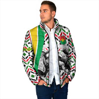 Burkina Faso Padded Jacket with Red Green Black Geometric Design - Wonder Print Shop