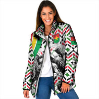 Burkina Faso Padded Jacket with Red Green Black Geometric Design - Wonder Print Shop