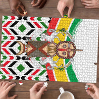 Burkina Faso Puzzle with Red Green Black Geometric Design - Wonder Print Shop