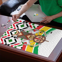 Burkina Faso Puzzle with Red Green Black Geometric Design - Wonder Print Shop