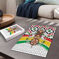 Burkina Faso Puzzle with Red Green Black Geometric Design - Wonder Print Shop