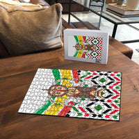 Burkina Faso Puzzle with Red Green Black Geometric Design - Wonder Print Shop