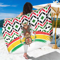 Burkina Faso Sarong with Red Green Black Geometric Design - Wonder Print Shop