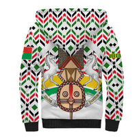 Burkina Faso Sherpa Hoodie with Red Green Black Geometric Design - Wonder Print Shop