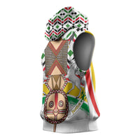 Burkina Faso Sleeveless Hoodie with Red Green Black Geometric Design - Wonder Print Shop