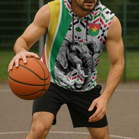 Burkina Faso Sleeveless Hoodie with Red Green Black Geometric Design - Wonder Print Shop