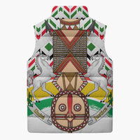Burkina Faso Sleeveless Puffer Jacket with Red Green Black Geometric Design - Wonder Print Shop