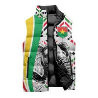 Burkina Faso Sleeveless Puffer Jacket with Red Green Black Geometric Design - Wonder Print Shop