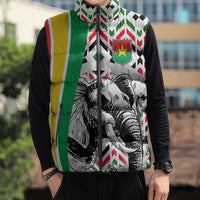 Burkina Faso Sleeveless Puffer Jacket with Red Green Black Geometric Design - Wonder Print Shop